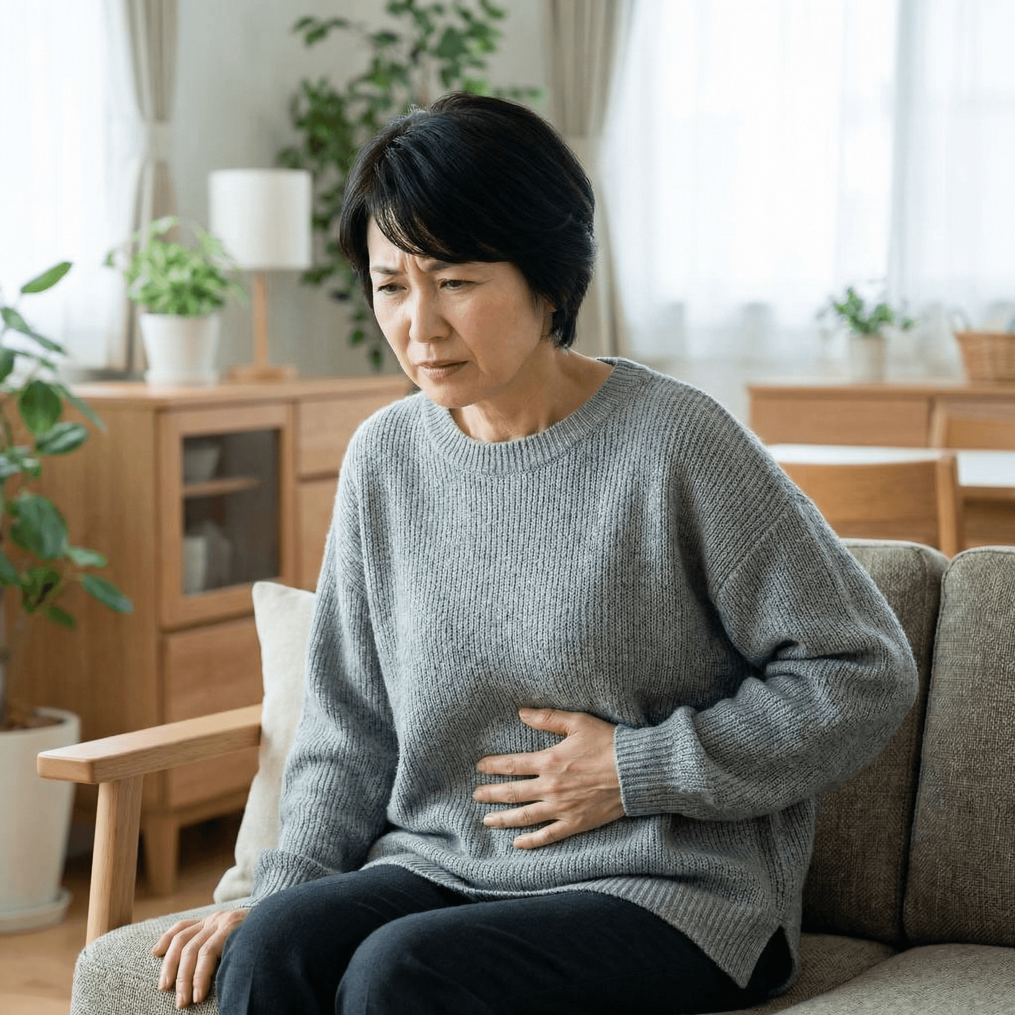 腸もみ施術前のお腹の張り